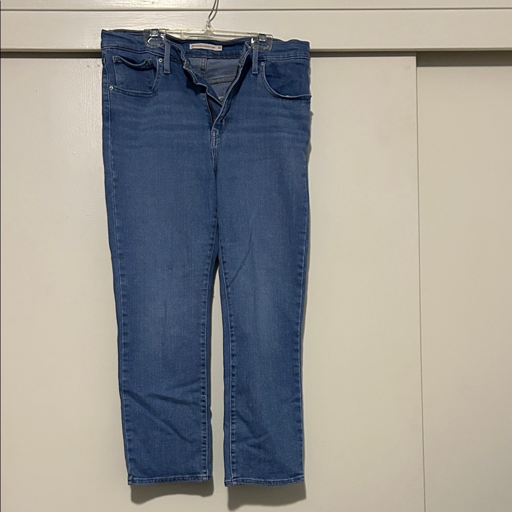 Levi's High Rise Straight Crop Jeans - Classic Blue